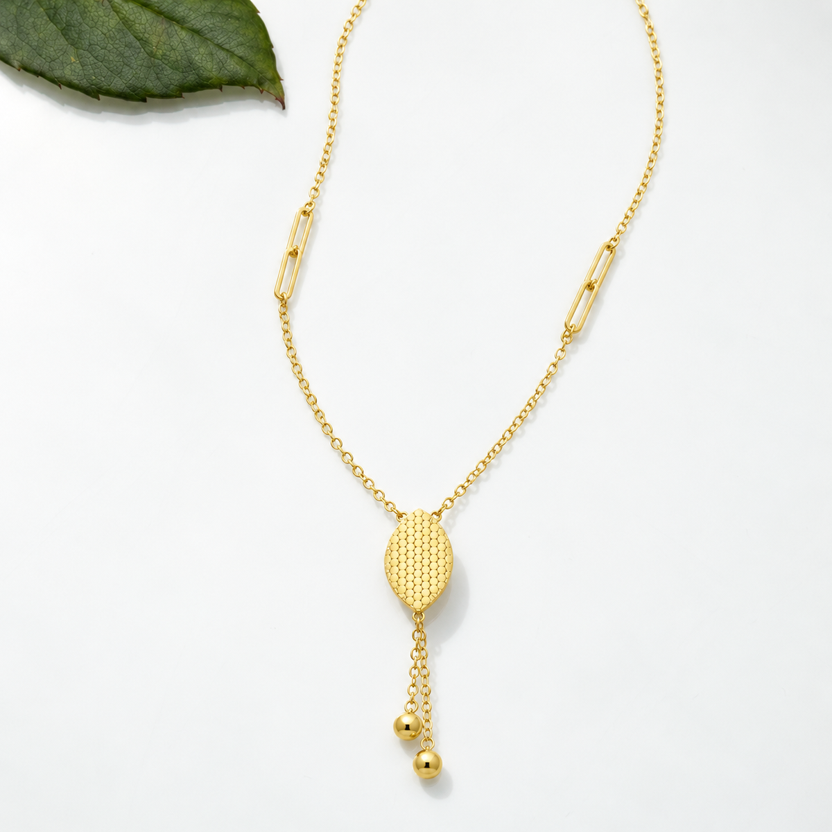 Gold Classic Hanging Tassel Necklace 21KT - FKJNKL21KM12275