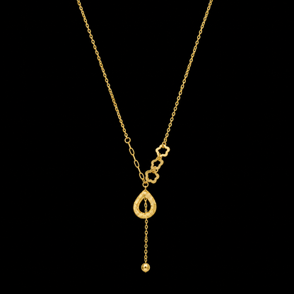 Gold Classic Hanging Tassel Necklace 21KT - FKJNKL21KM12277