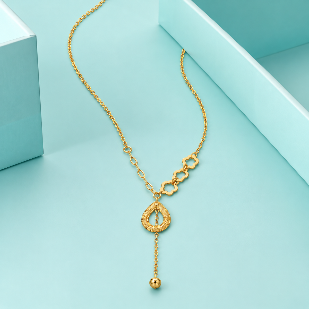 Gold Classic Hanging Tassel Necklace 21KT - FKJNKL21KM12277