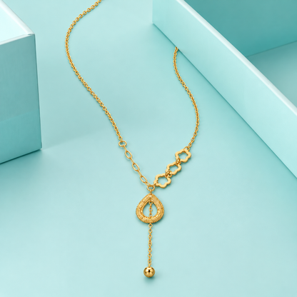 Gold Classic Hanging Tassel Necklace 21KT - FKJNKL21KM12277