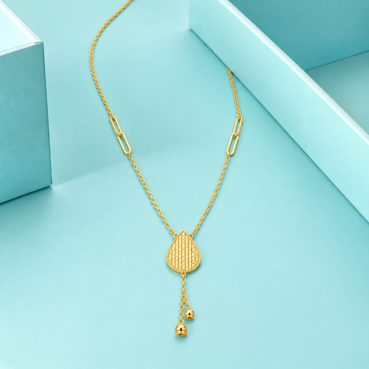 Gold Classic Hanging Tassel Necklace 21KT - FKJNKL21KM12278