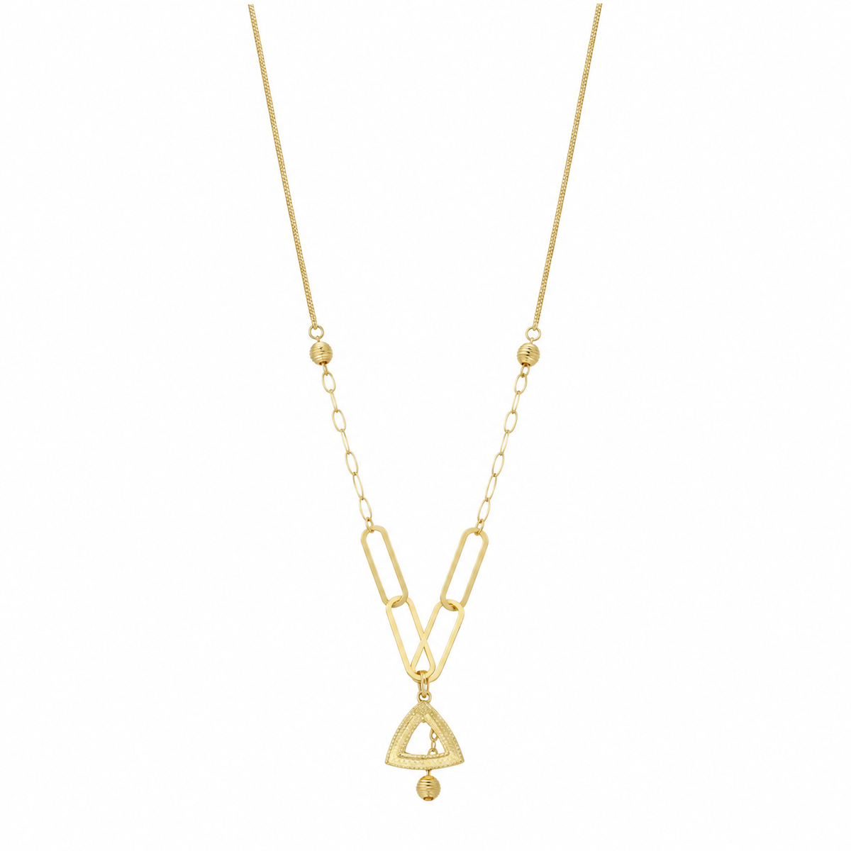 Gold Link Triangle Pendant Necklace 21KT - FKJNKL21KM12279