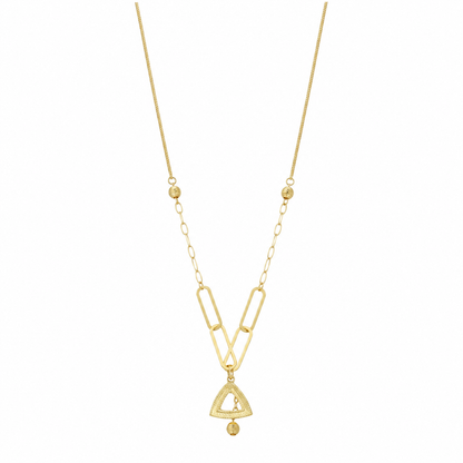Gold Link Triangle Pendant Necklace 21KT - FKJNKL21KM12279