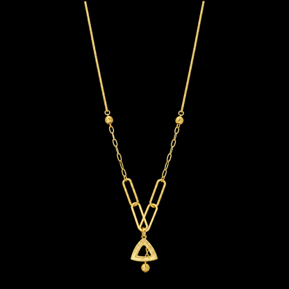 Gold Link Triangle Pendant Necklace 21KT - FKJNKL21KM12279