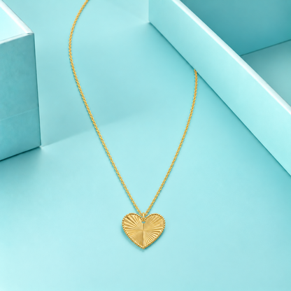 Gold Medallion Heart Pendant Necklace 21KT - FKJNKL21KM12280