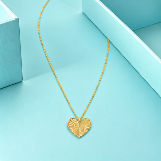 Gold Medallion Heart Pendant Necklace 21KT - FKJNKL21KM12280