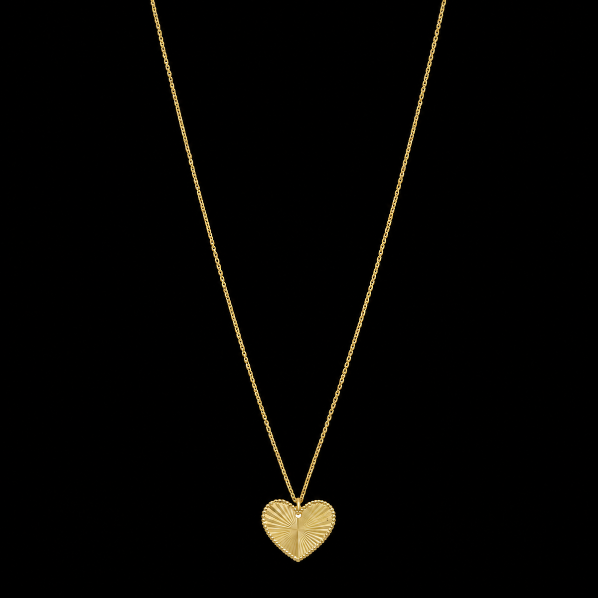 Gold Medallion Heart Pendant Necklace 21KT - FKJNKL21KM12280