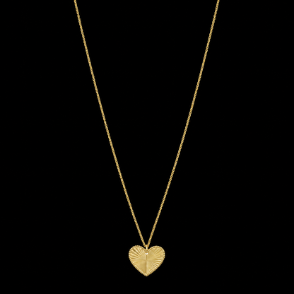 Gold Medallion Heart Pendant Necklace 21KT - FKJNKL21KM12280