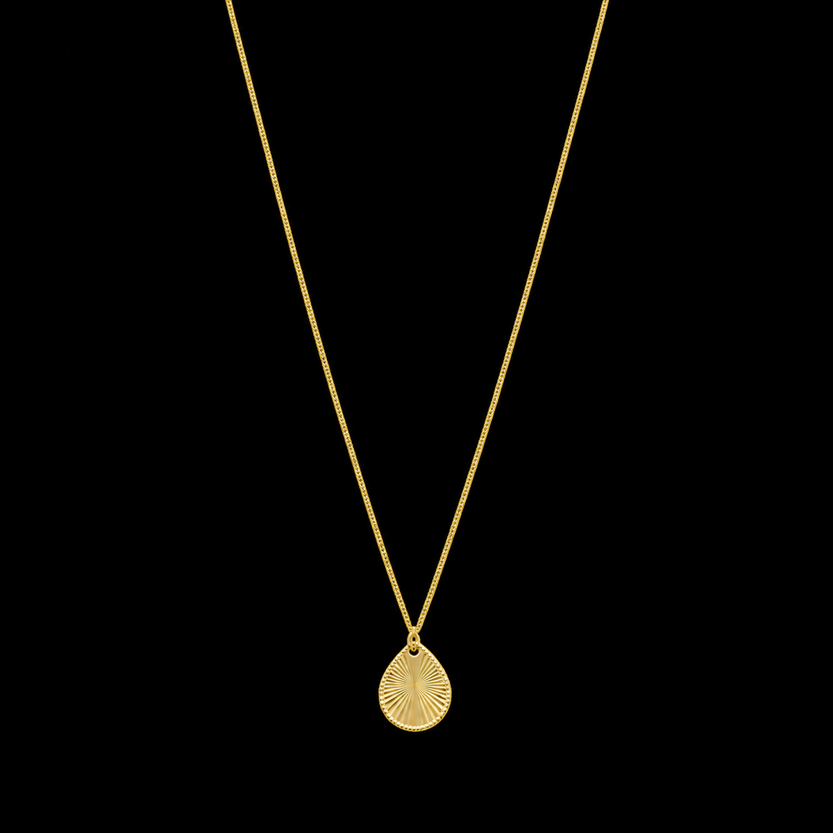Gold Medallion Teardrop Pendant Necklace 21KT - FKJNKL21KM12281