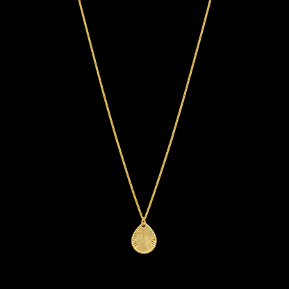 Gold Medallion Teardrop Pendant Necklace 21KT - FKJNKL21KM12281