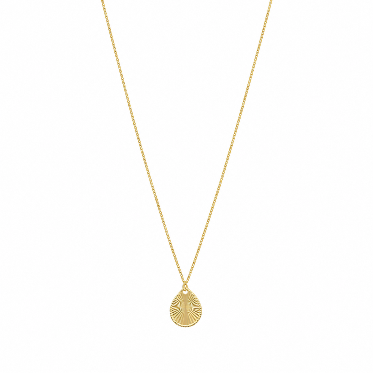 Gold Medallion Teardrop Pendant Necklace 21KT - FKJNKL21KM12281