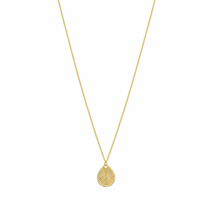 Gold Medallion Teardrop Pendant Necklace 21KT - FKJNKL21KM12281