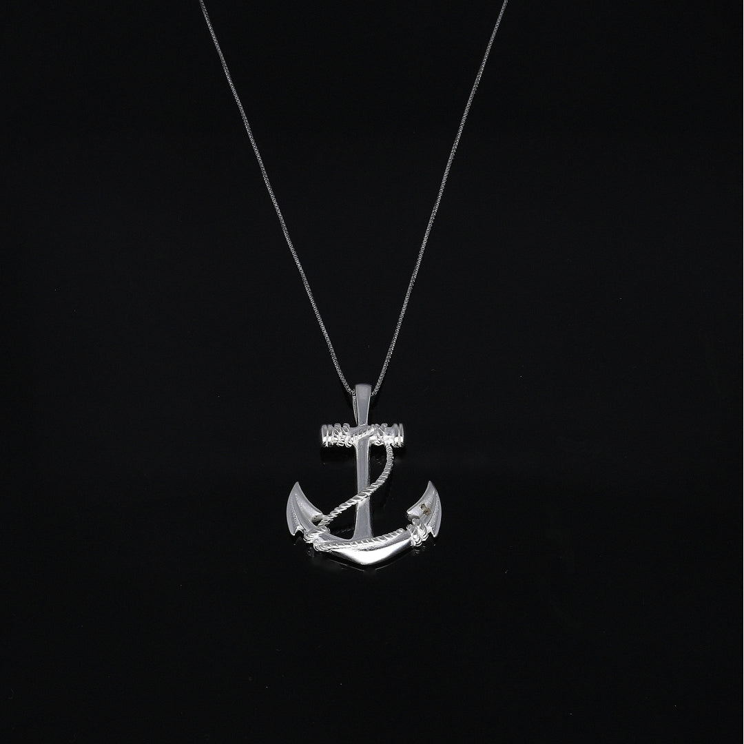 Sterling Silver 925 Anchor Necklace (Chain with Pendant) - FKJNKLSL11088