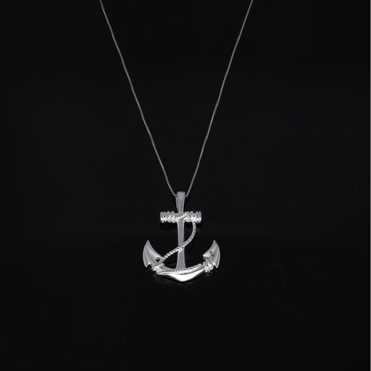 Sterling Silver 925 Anchor Necklace (Chain with Pendant) - FKJNKLSL11088