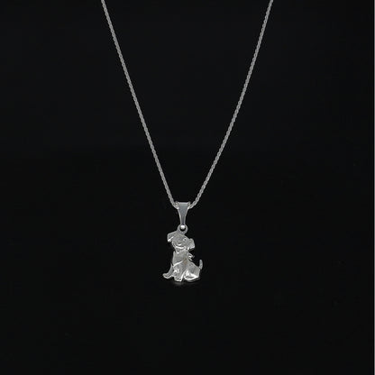 Sterling Silver 925 Dog Motif Necklace (Chain with Pendant) - FKJNKLSL11091