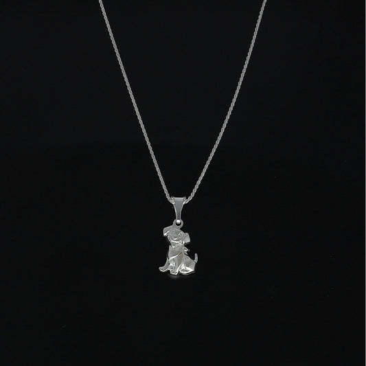 Sterling Silver 925 Dog Motif Necklace (Chain with Pendant) - FKJNKLSL11091