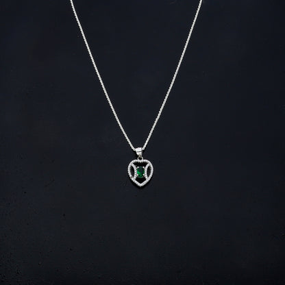 Sterling Silver 925 Green Center Necklace (Chain with Pendant) - FKJNKLSL11092