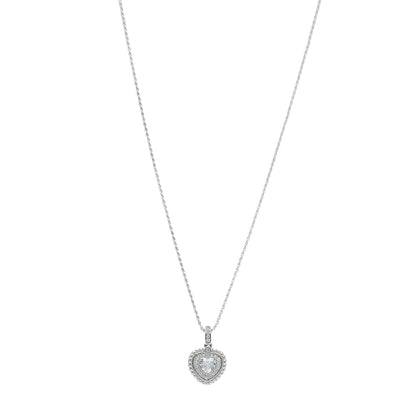 Sterling Silver 925 Heart Halo Necklace (Chain with Pendant) - FKJNKLSL11093