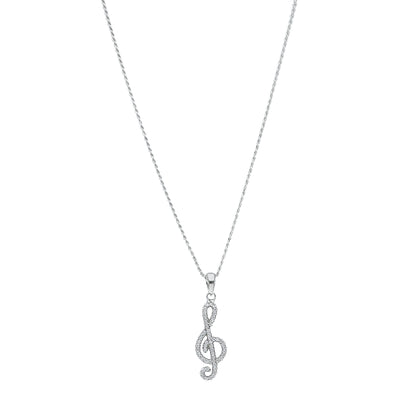 Sterling Silver 925 Treble Clef Necklace (Chain with Pendant) - FKJNKLSL11096