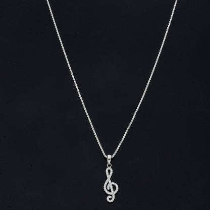 Sterling Silver 925 Treble Clef Necklace (Chain with Pendant) - FKJNKLSL11096