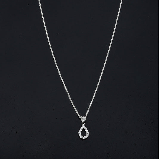Sterling Silver 925 Sparkling Teardrop Necklace (Chain with Pendant) - FKJNKLSL11097
