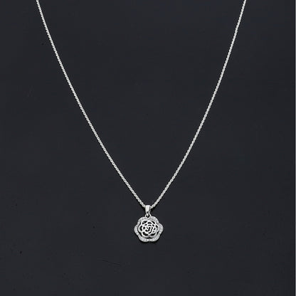 Sterling Silver 925 Rose Necklace (Chain with Pendant) - FKJNKLSL11098