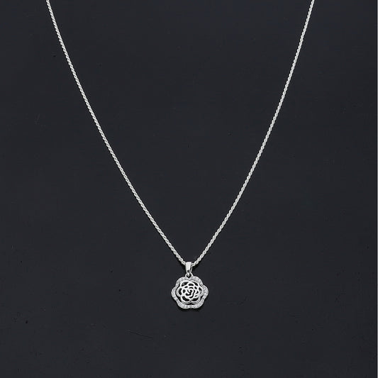 Sterling Silver 925 Rose Necklace (Chain with Pendant) - FKJNKLSL11098