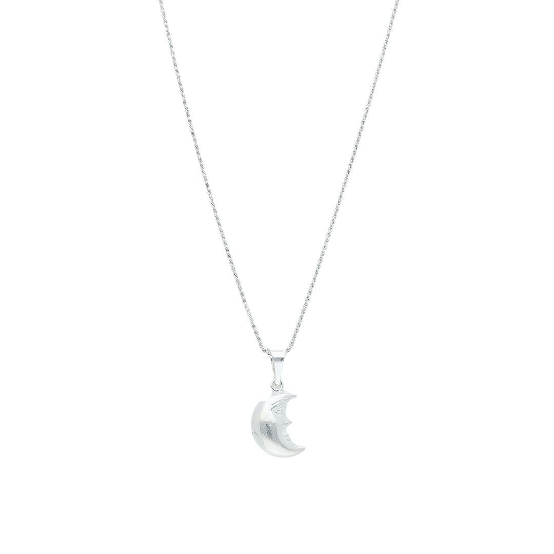 Sterling Silver 925 Half Moon Necklace (Chain with Pendant) - FKJNKLSL11118