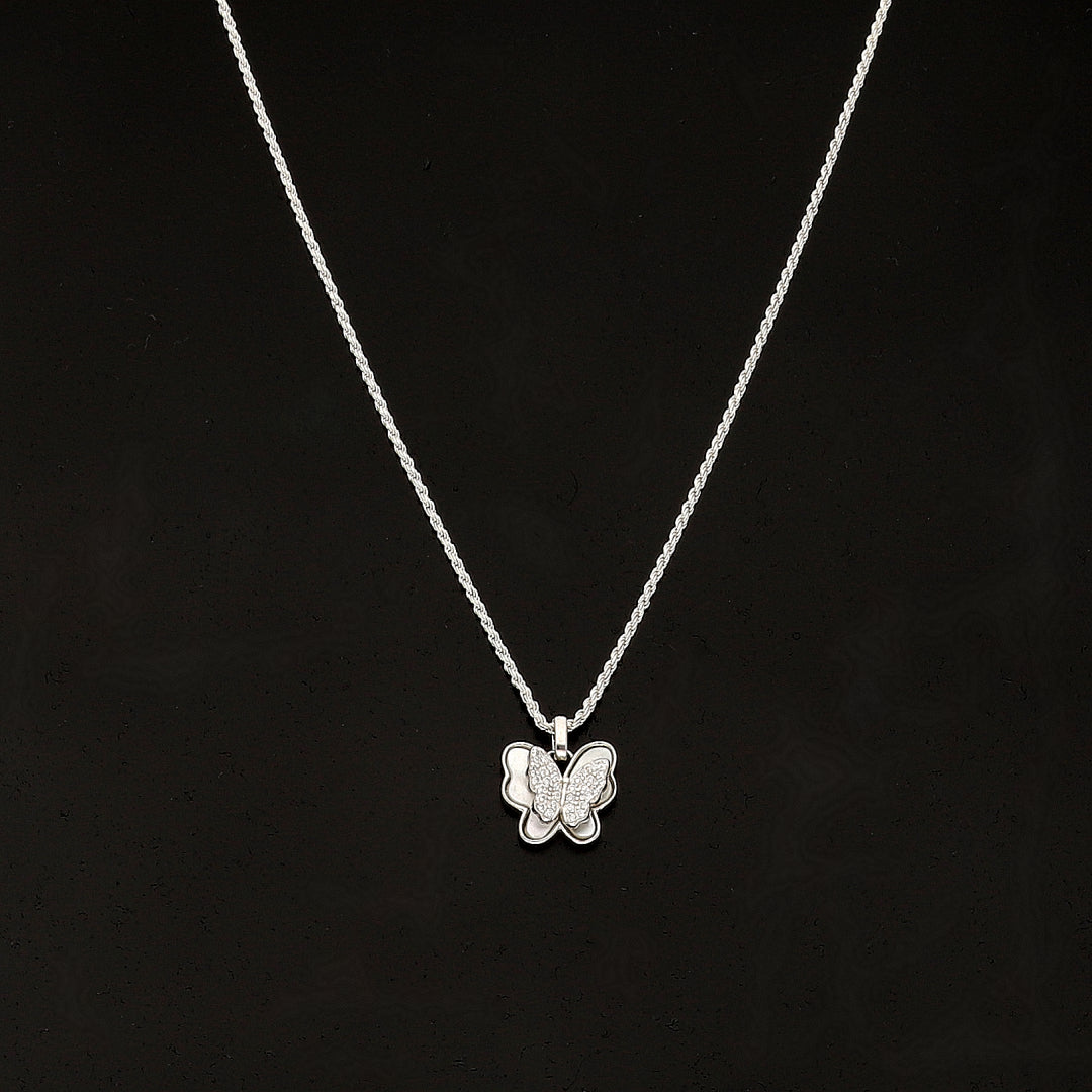 Sterling Silver 925 Butterfly Charm Necklace (Chain with Pendant) - FKJNKLSL11119