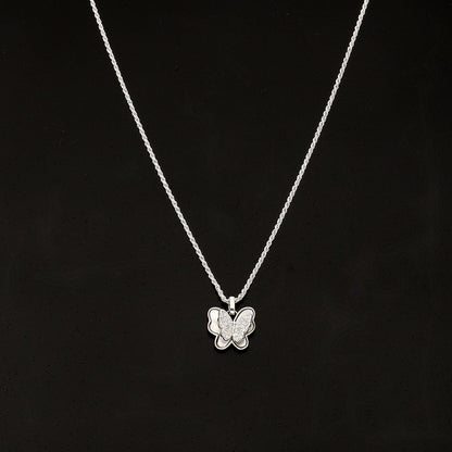 Sterling Silver 925 Butterfly Charm Necklace (Chain with Pendant) - FKJNKLSL11119