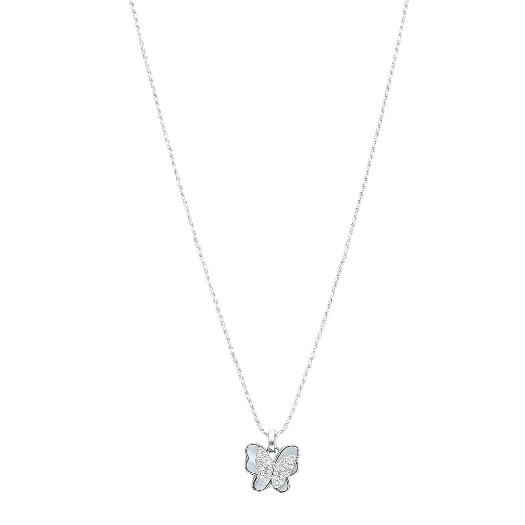 Sterling Silver 925 Butterfly Charm Necklace (Chain with Pendant) - FKJNKLSL11119