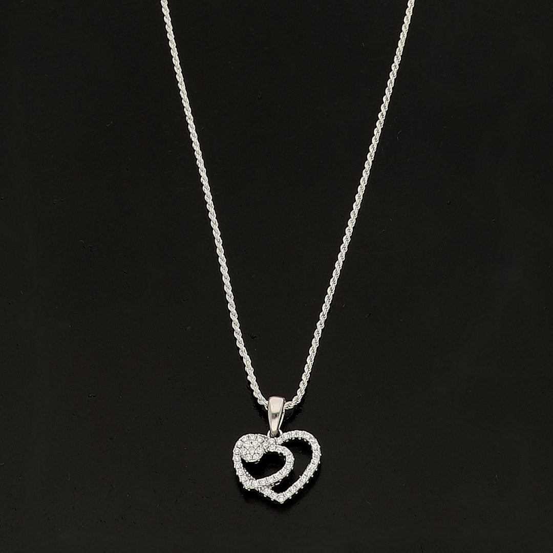 Sterling Silver 925 Interlocking Heart Necklace (Chain with Pendant) - FKJNKLSL11120