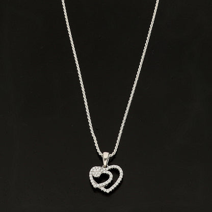 Sterling Silver 925 Interlocking Heart Necklace (Chain with Pendant) - FKJNKLSL11120