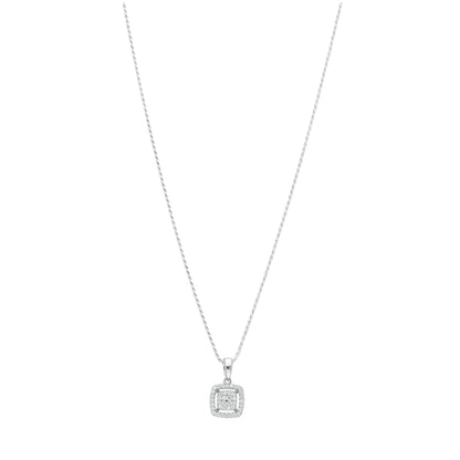 Sterling Silver 925 Square Sparkle Necklace (Chain with Pendant) - FKJNKLSL11121