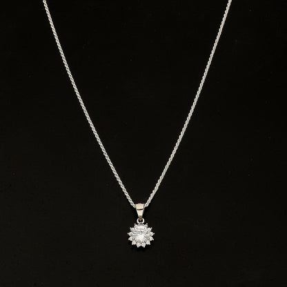 Sterling Silver 925 Round Sparkle Necklace (Chain with Pendant) - FKJNKLSL11122
