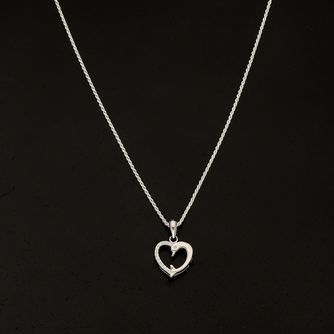 Sterling Silver 925 Open Heart Necklace (Chain with Pendant) - FKJNKLSL11123
