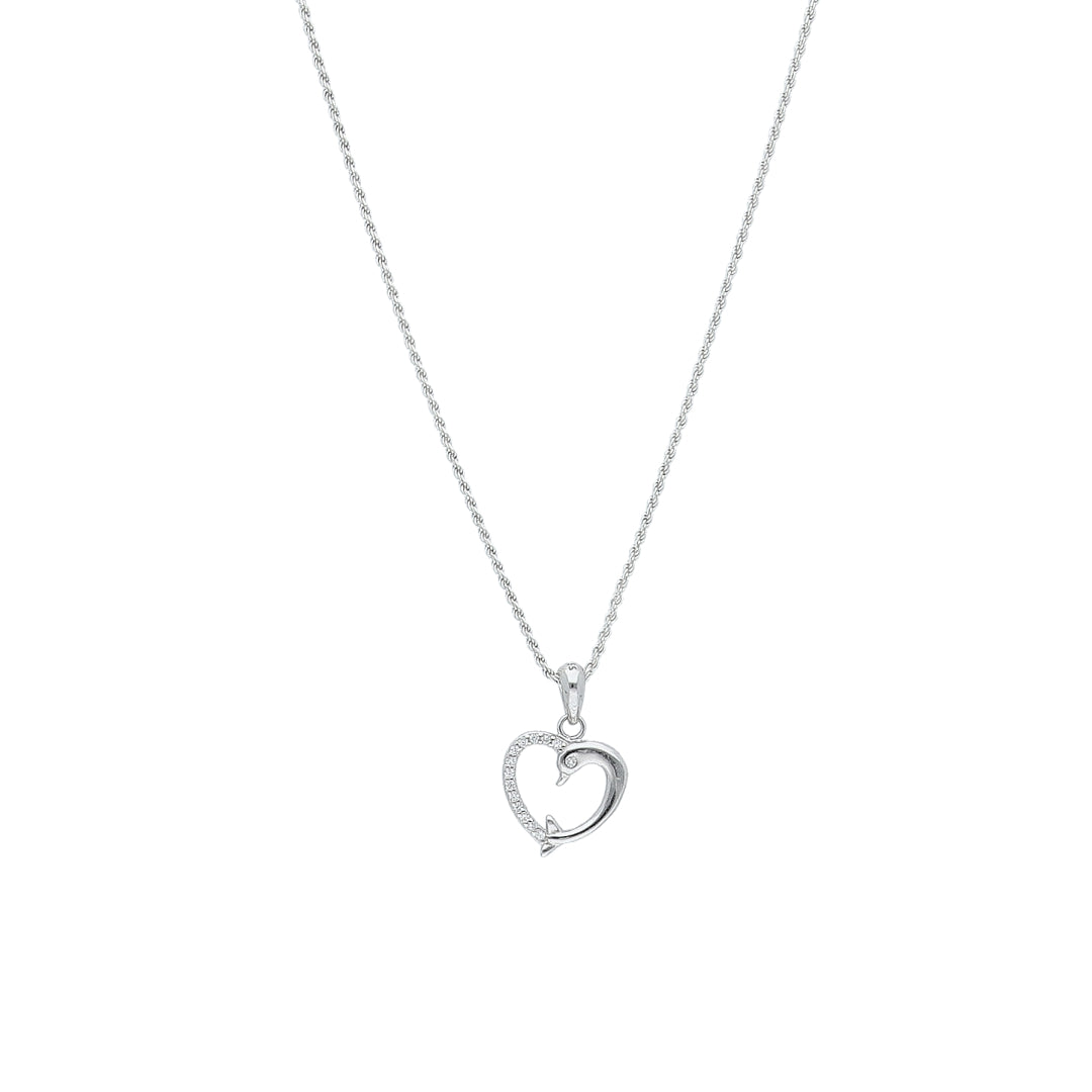 Sterling Silver 925 Open Heart Necklace (Chain with Pendant) - FKJNKLSL11123