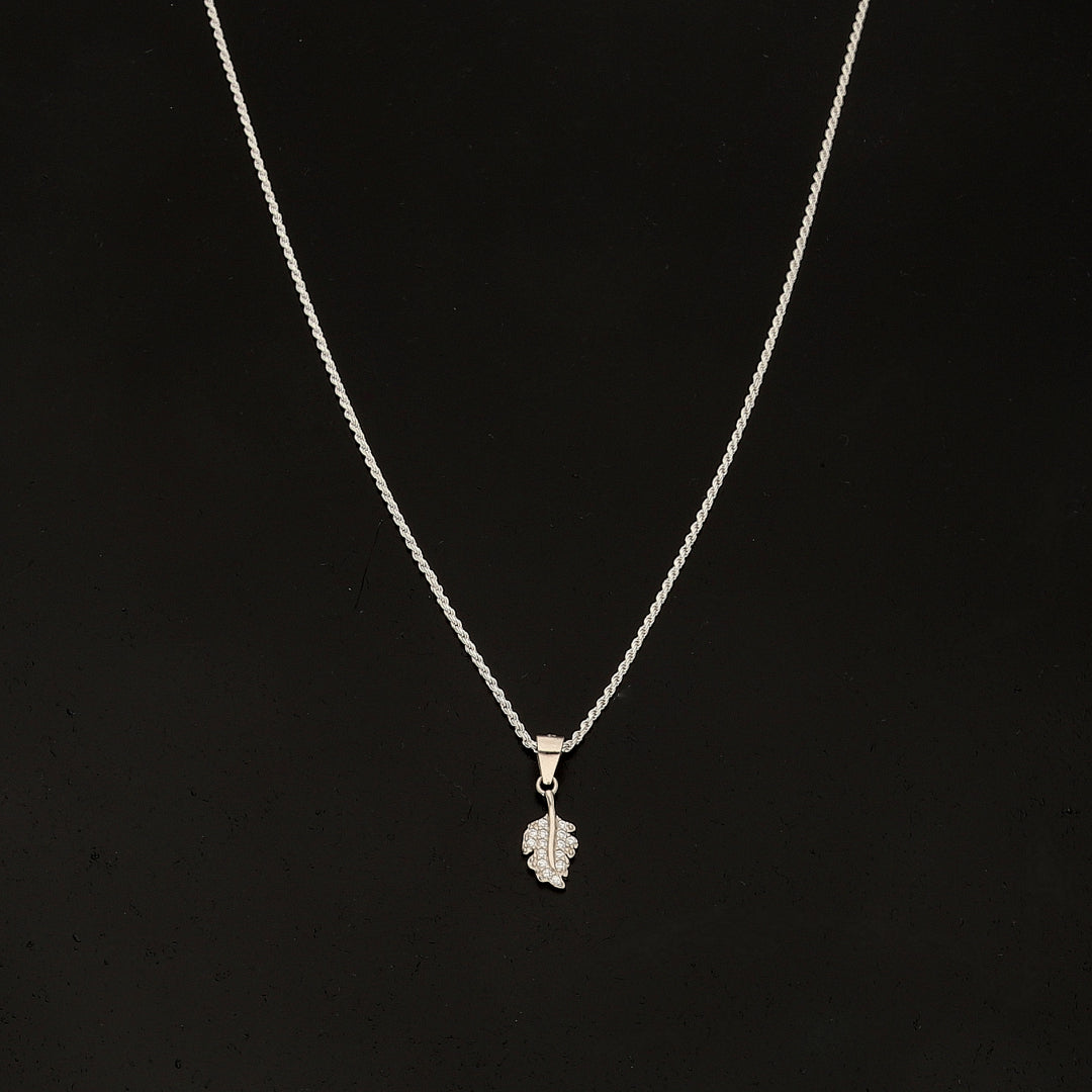 Sterling Silver 925 Leaf Sparkle Necklace (Chain with Pendant) - FKJNKLSL11124
