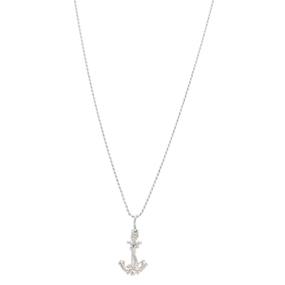 Sterling Silver 925 Anchor Charm Necklace (Chain with Pendant) - FKJNKLSL11125