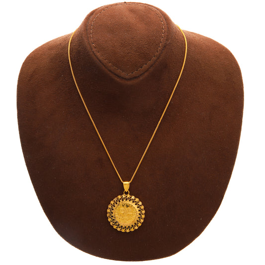 Gold Necklace (Chain with Round Shaped Pendant) 21KT - FKJNKL21KM10137