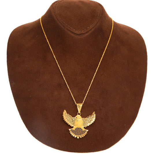 Gold Necklace (Chain with Eagle Hollow Pendant) 21KT - FKJNKL21KM10139