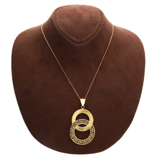 Gold Necklace (Chain with Interlinked Circle Pendant) 21KT - FKJNKL21KM10144