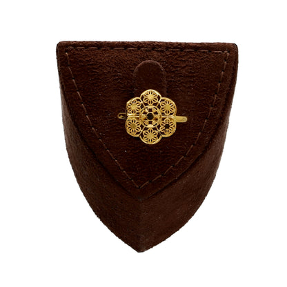 Gold Traditional Mandala Filigree Design Necklace Set (Necklace, Earrings and Ring) 21KT - FKJNKLST21KM10228