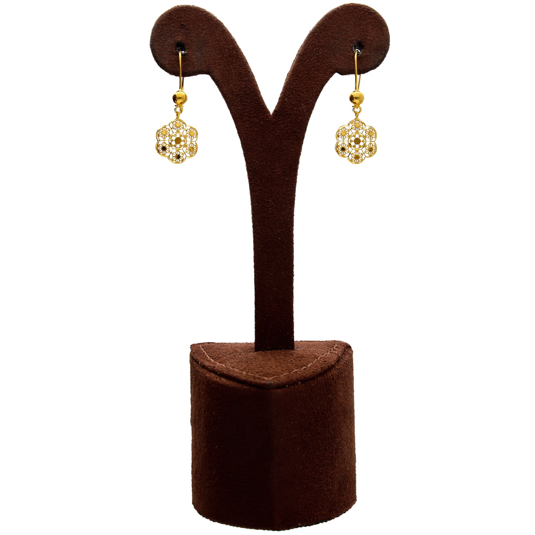 Gold Traditional Mandala Filigree Design Necklace Set (Necklace, Earrings and Ring) 21KT - FKJNKLST21KM10228