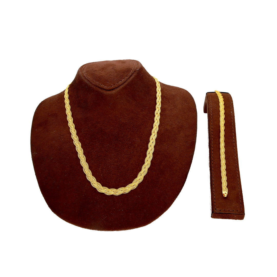 21KT Gold Classic Twisted Rope Chain Set in Kuwait – FK Jewellers