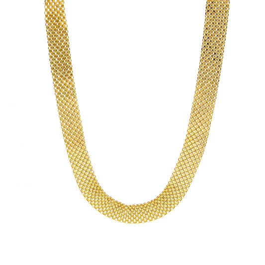 Gold Bold Flat Mesh Chain 21KT - FKJCNST21KM10388