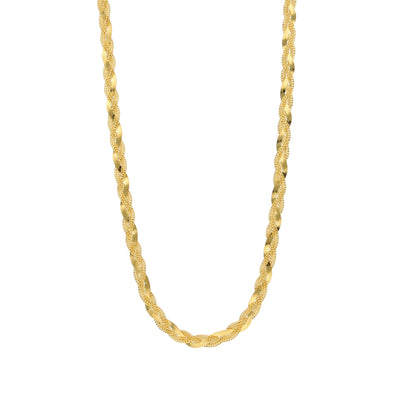 طقم سلسلة مضفرة كلاسيكية من الذهب (سلسلة مع سوار) عيار ٢١ قيراطًا - FKJCNST21KM21