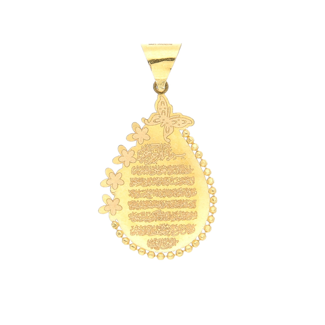 Gold Engraved Teardrop Pendant 21KT - FKJPND21KM10524