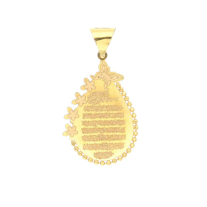 Gold Engraved Teardrop Pendant 21KT - FKJPND21KM10524