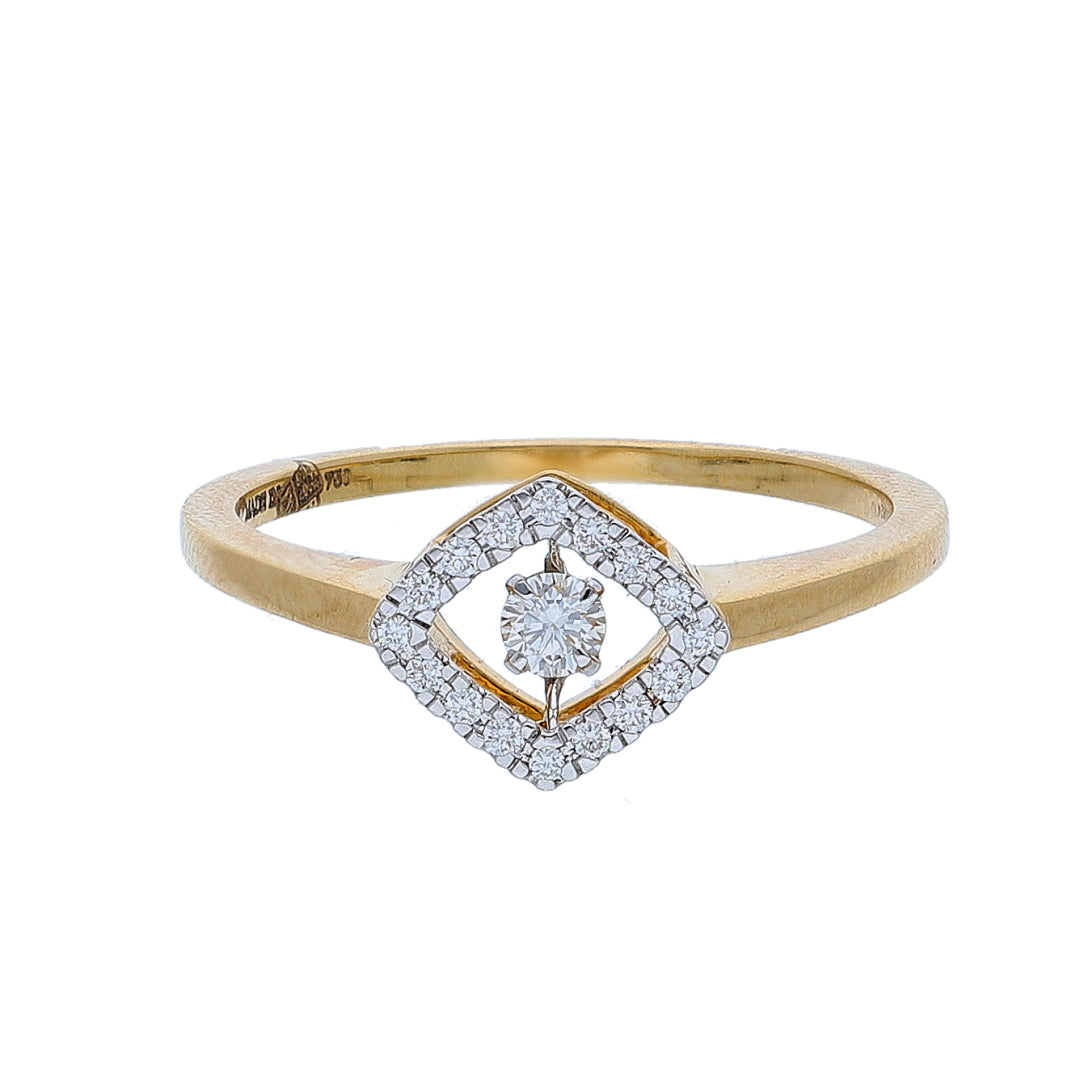 Gold Square Design Ring 18KT - FKJRN18K10438